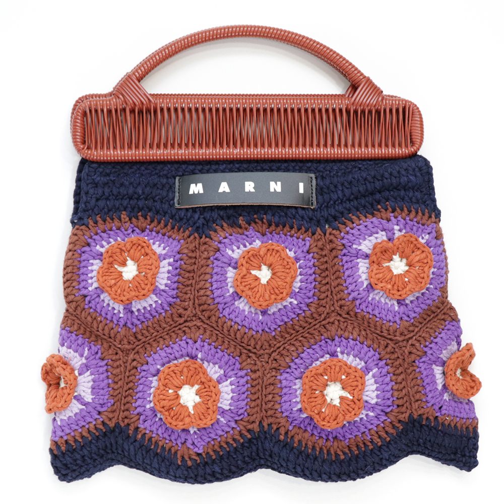 MARNI（マルニ） トートバッグ コットン クロシェバッグ 編み込み 花柄