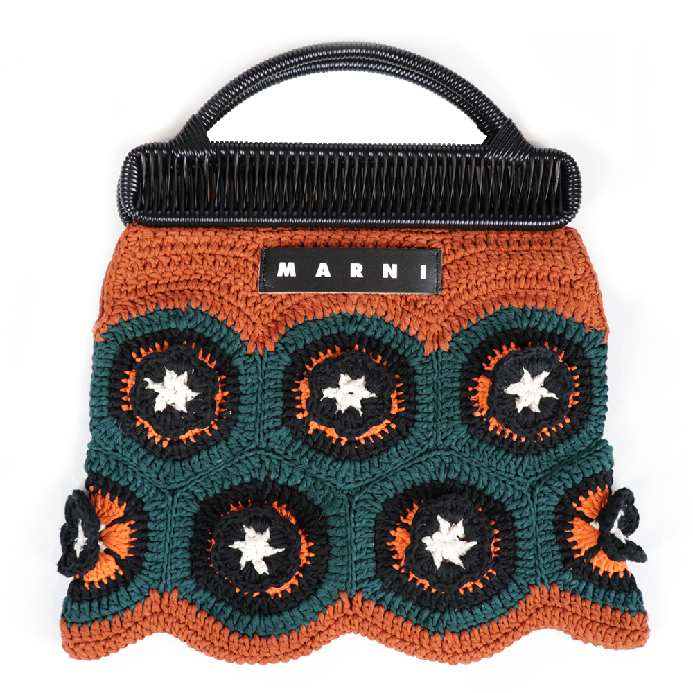 MARNI（マルニ） トートバッグ コットン クロシェバッグ 編み込み 花柄
