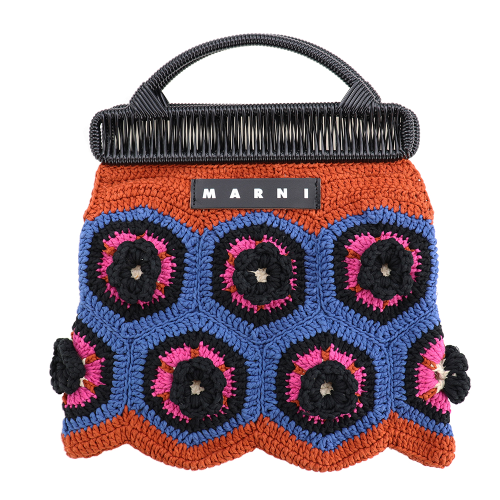 MARNI（マルニ） トートバッグ コットン クロシェバッグ 編み込み 花柄