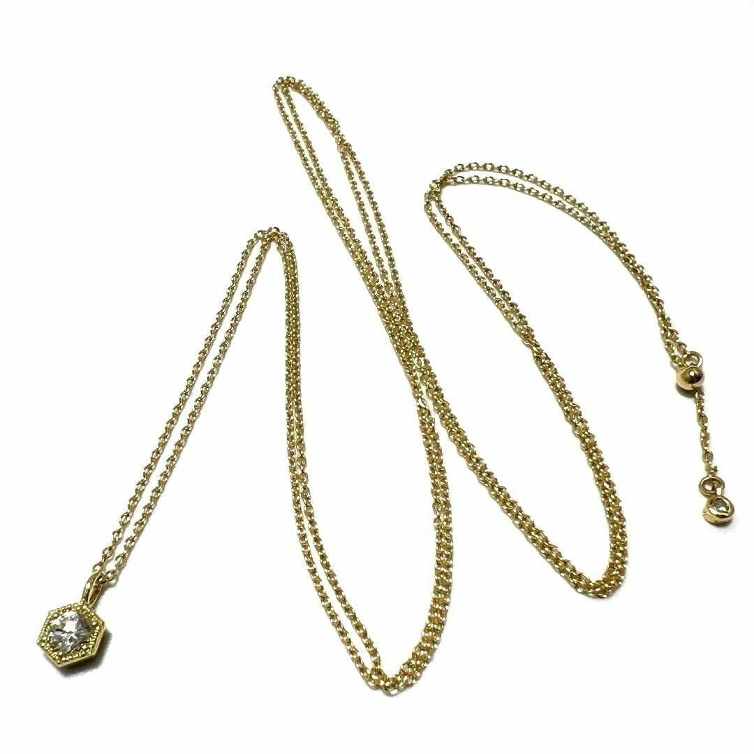 【0.18ct】オールニーク　ネックレス　ペンダント　K18　ダイヤ　ヘキサゴン