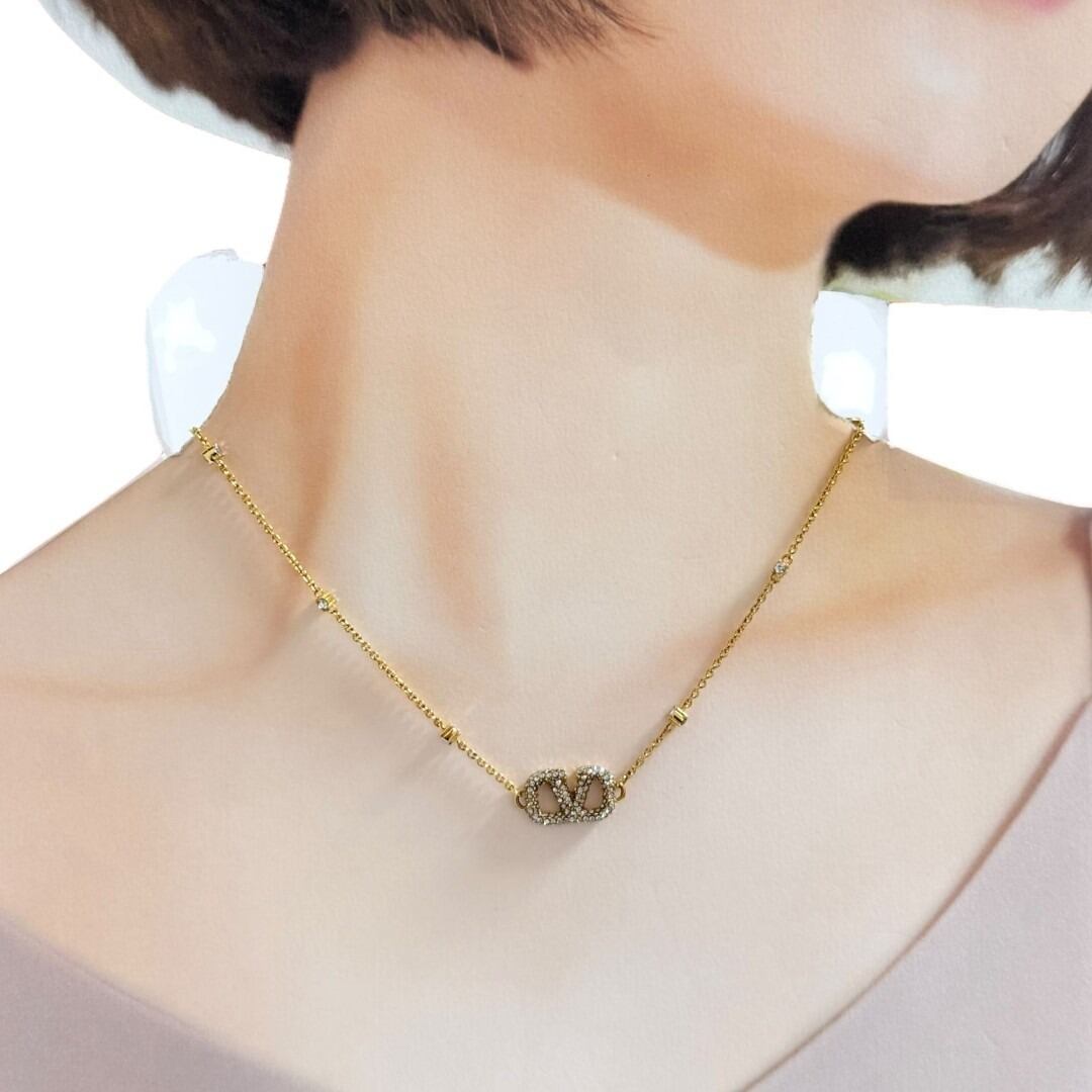 VALENTINO GARAVANI ゴールドネックレス VALENTINO ゴールドトーン カーブチェーン ネックレス 人気 (VALENTINO