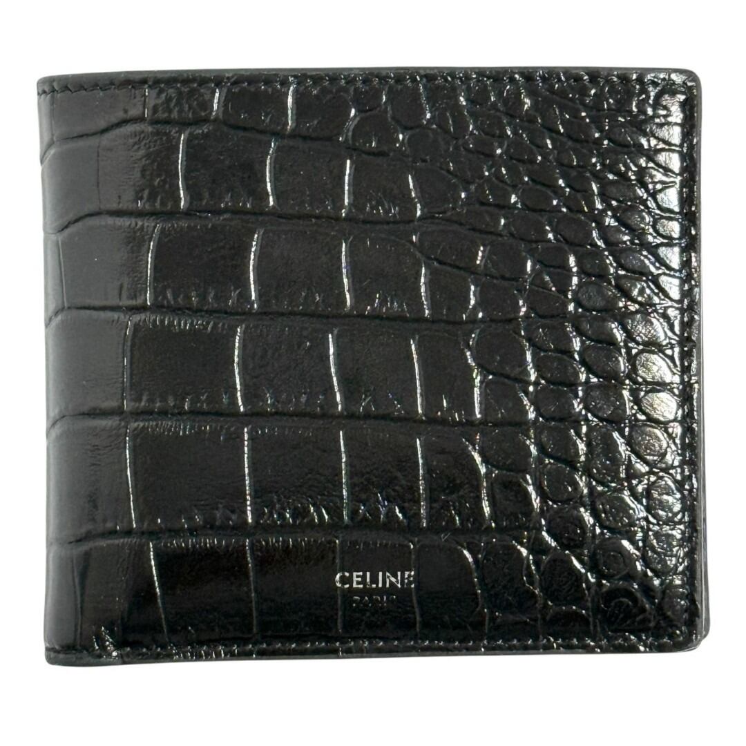 極美品✨セリーヌ 折り財布 バイフォールド レザー ブラック メンズ CELINE（セリーヌ） メンズ バイフォールドウォレット 2つ折り 財布 型