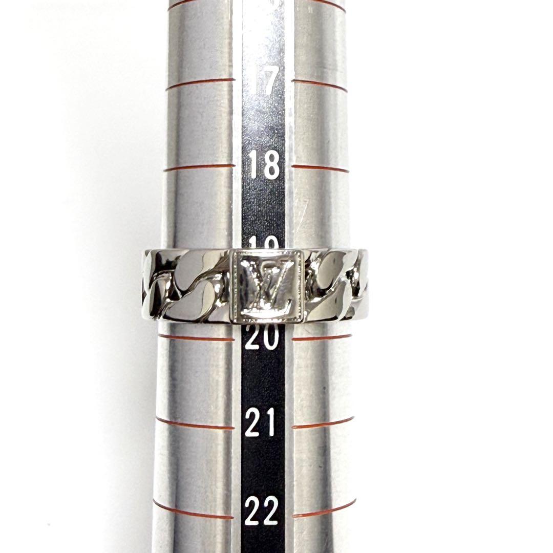 19号・超美品】ルイヴィトン メンズ 指輪 リング LV モザイク チェーン