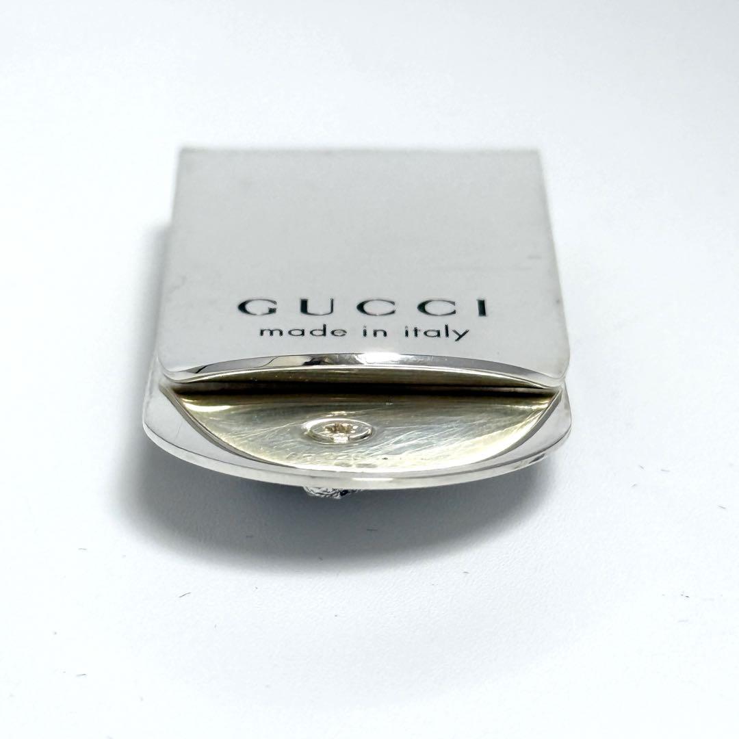 極美品 グッチ マネークリップ G型 ロゴ イタリア製 シルバー GUCCI GUCCI グッチ マネークリップ メンズ キャット ヘッド モチーフ