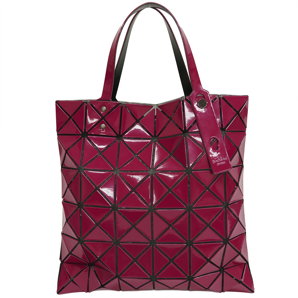 イッセイミヤケ バオバオ トートバッグ BAO BAO 6x6 ダークピンク エナメル レディース ISSEY MIYAKE 中古｜brandshop-uprise