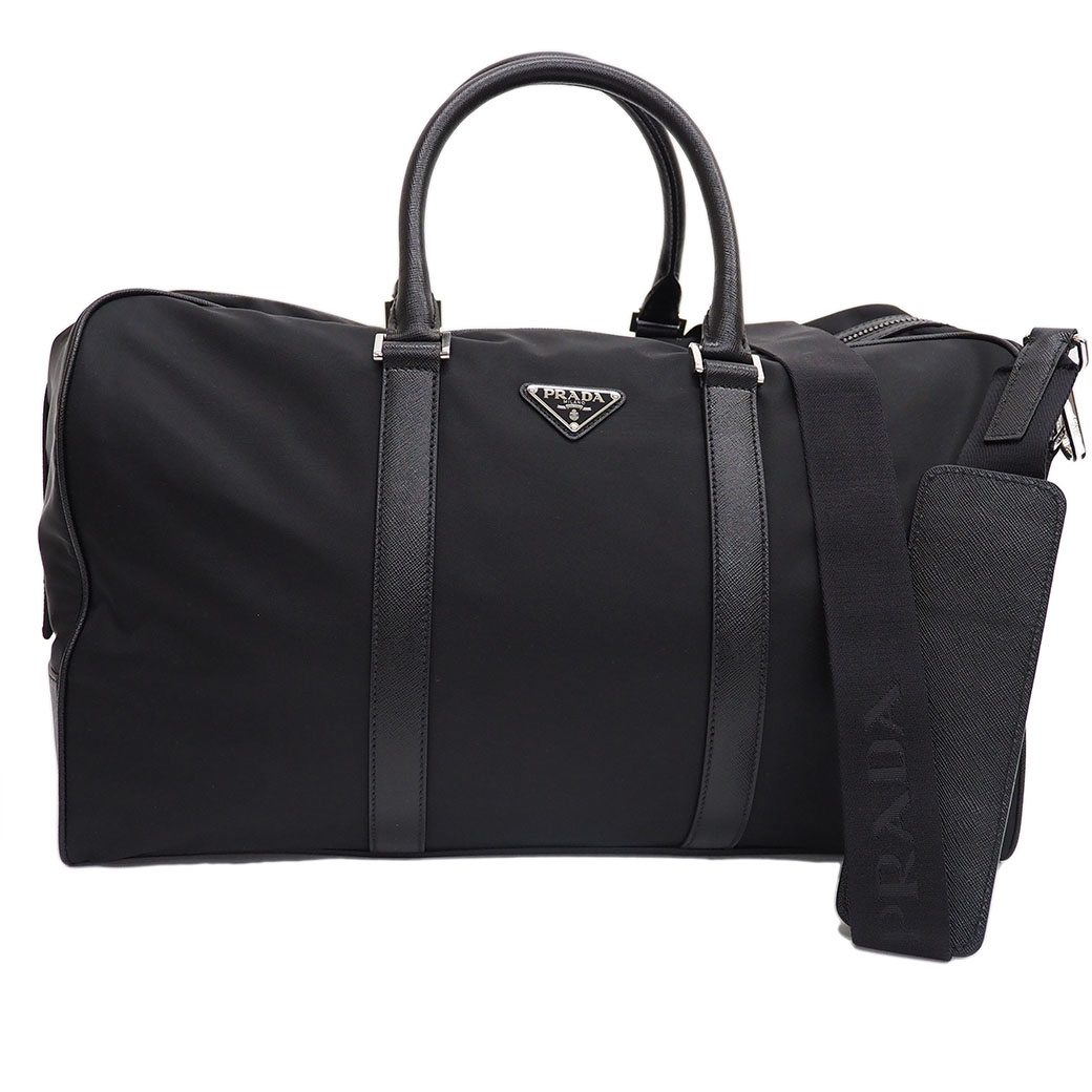 プラダ Re-Nylon サフィアーノレザー ダッフルバッグ 2VC014 2WAYボストン ブラック レディース リナイロン PRADA 未使用 中古｜brandshop-uprise