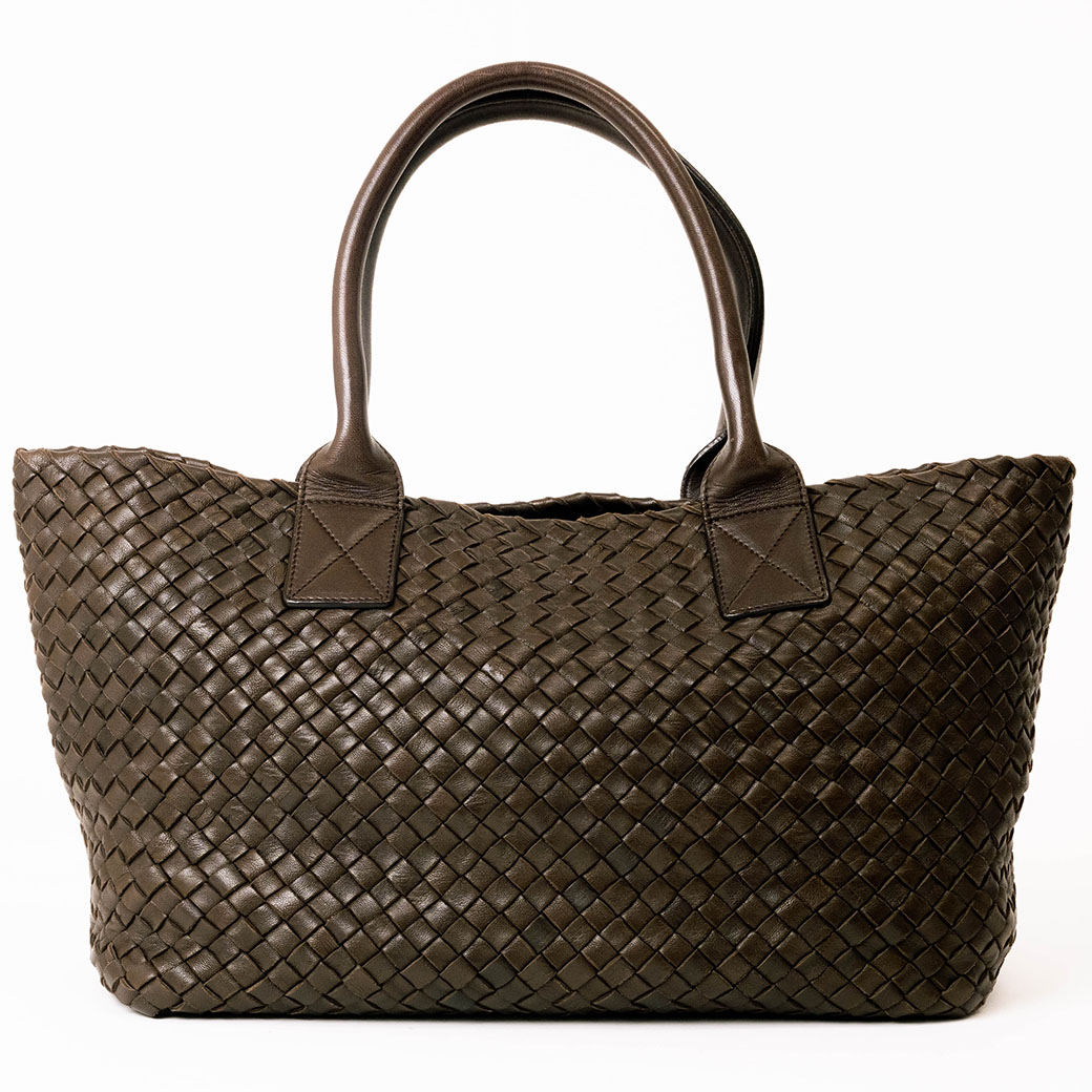 ボッテガヴェネタ イントレチャート カバPM 141498 トートバッグ 世界限定250 ブラウン レディース BOTTEGA VENETA 中古