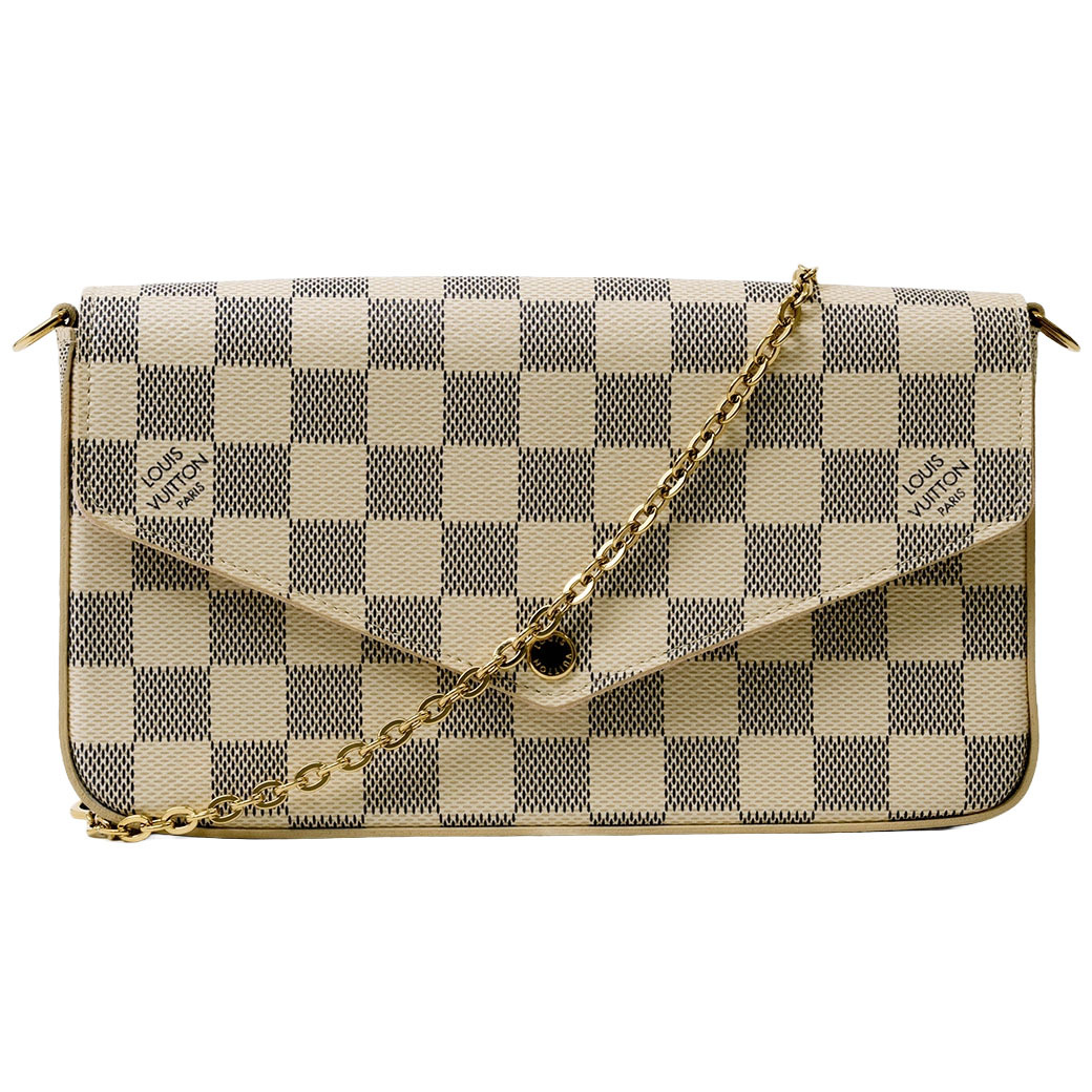 ポシェット・フェリシー ルイ ヴィトン バッグ 中古 ダミエ アズール