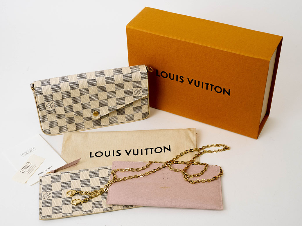 ポシェット・フェリシー ルイ ヴィトン バッグ 中古 ダミエ アズール