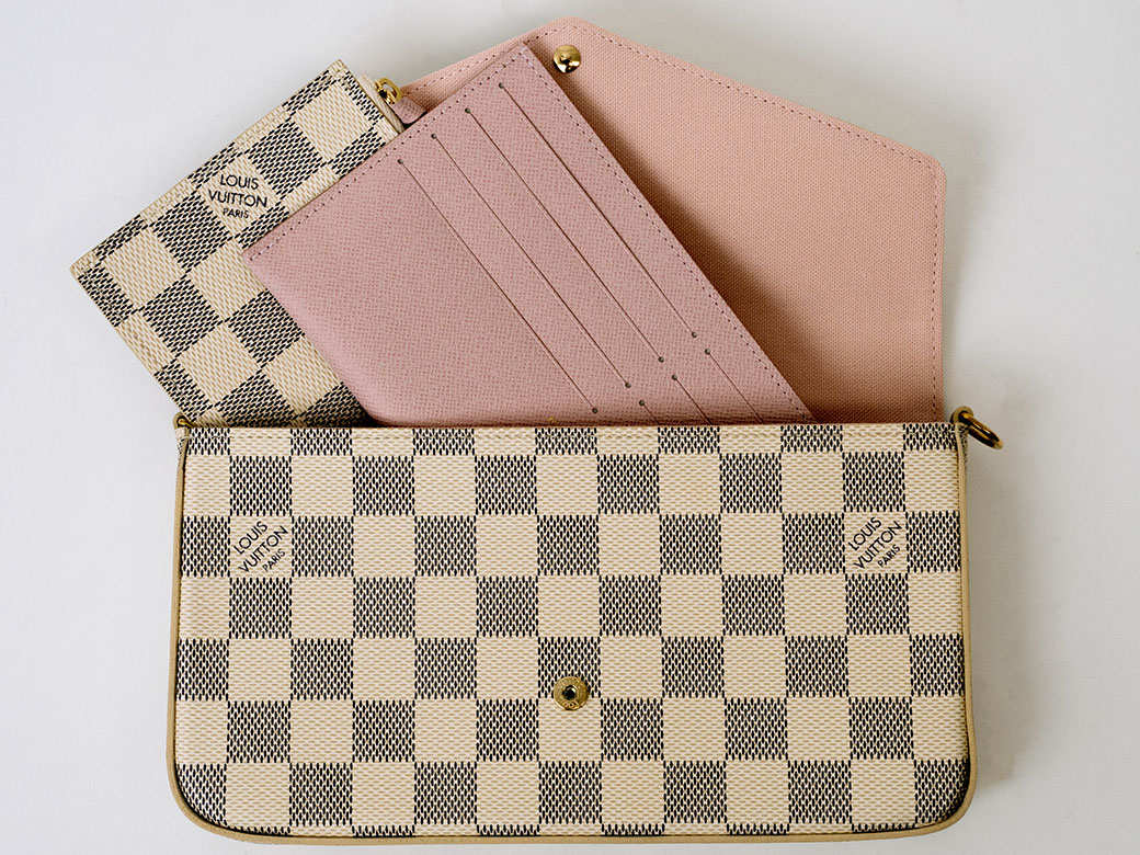 ポシェット・フェリシー ルイ ヴィトン バッグ 中古 ダミエ アズール