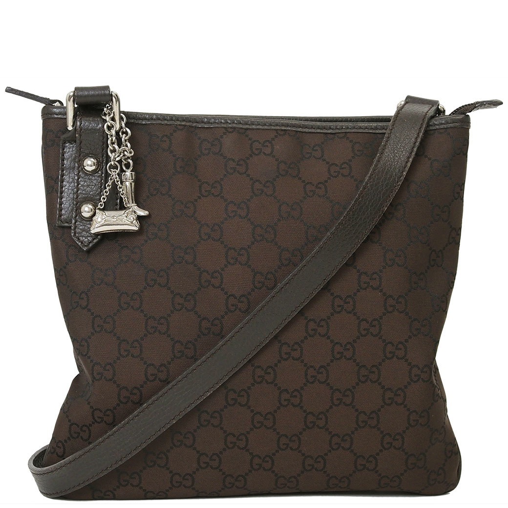 かつらぎ　予約済み GUCCI グッチ GG柄 茶 ショルダーバック 268620 チャーム付き