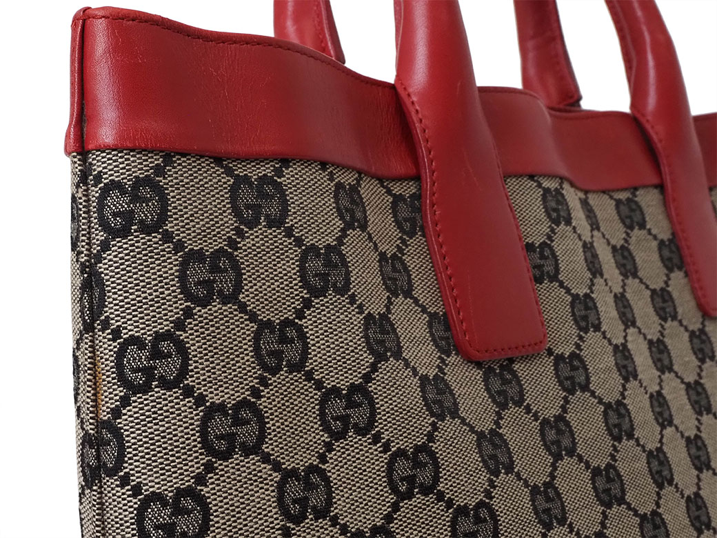 GG グッチ オールドグッチ GGキャンバス ハンドバッグ ベージュxレッド