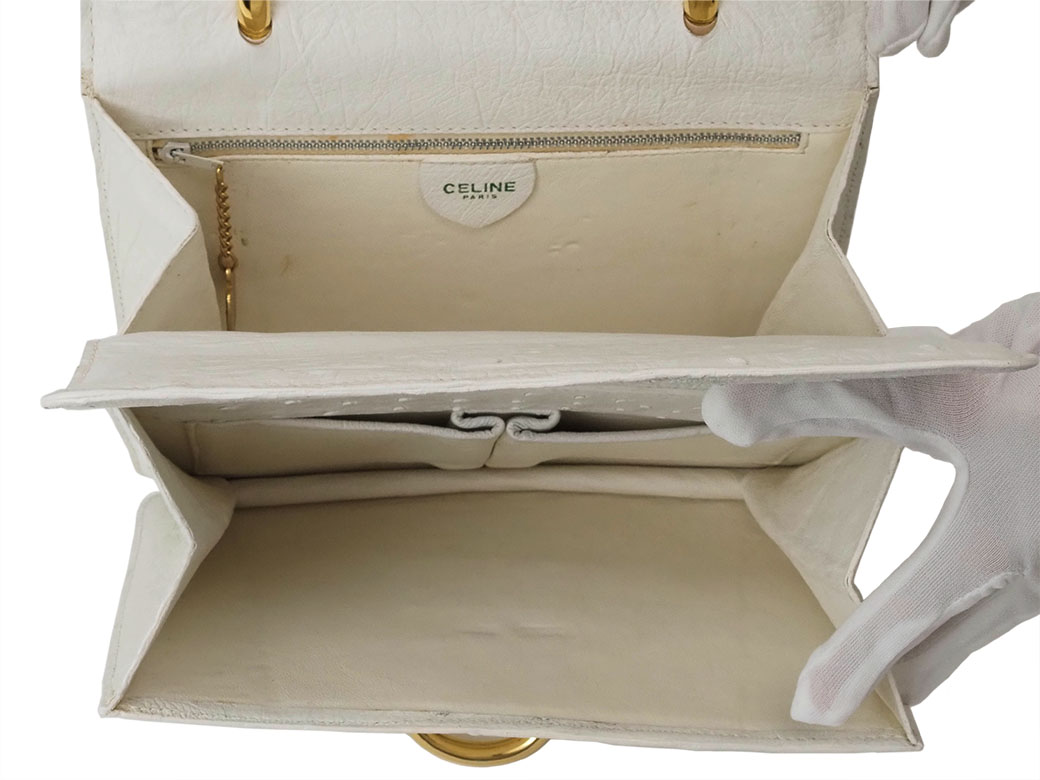 ホワイトオーストリッチバッグ週末値引 CELINE（セリーヌ） バッグ 中古 ヴィンテージ オーストリッチ