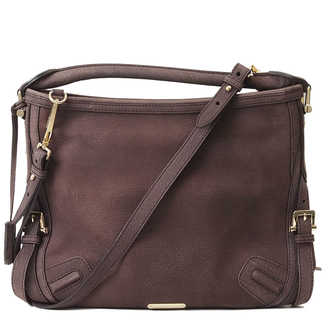 本物 バーバリー BURBERRY レザー ショルダーバッグ ブラウン バッグ 中古 BURBERRY（バーバリー） 2WAY ワンショルダー ホーボー バッグ