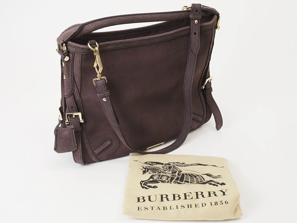 本物 バーバリー BURBERRY レザー ショルダーバッグ ブラウン バッグ 中古 BURBERRY（バーバリー） 2WAY ワンショルダー ホーボー バッグ