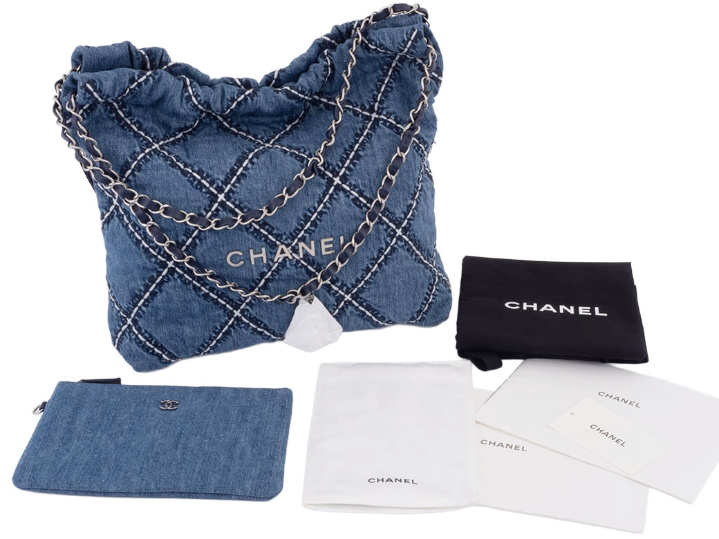 シャネル CHANEL22 スモール ハンドバッグ ブルー AS3260