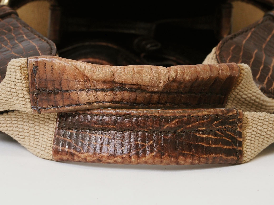 セリーヌ リネン ハンドバッグ ナチュラルxブラウン レディース