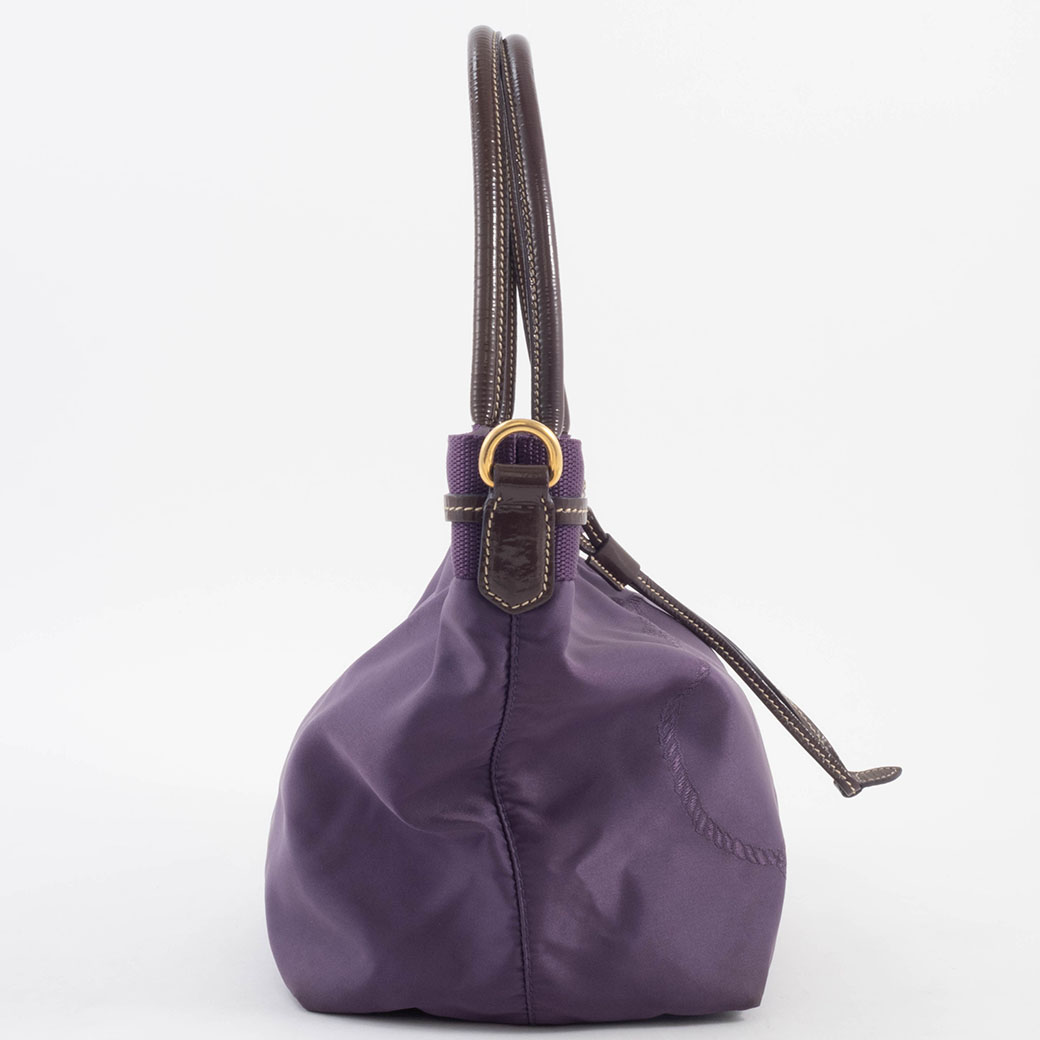 PRADA プラダ ショルダーバッグ テスートナイロン レザー パープル PRADA（プラダ） リボン 斜め掛け ショルダーバッグ パープル ブラック