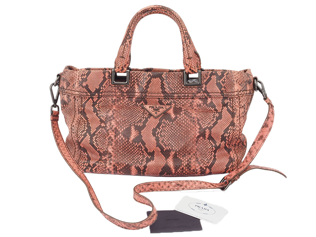 PRADA（プラダ） パイソン 2WAY ハンドバッグ ショルダーバッグ ピンク