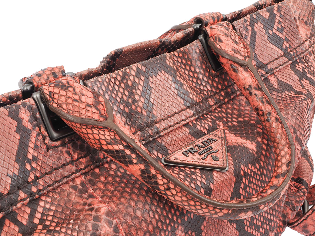 PRADA（プラダ） パイソン 2WAY ハンドバッグ ショルダーバッグ ピンク