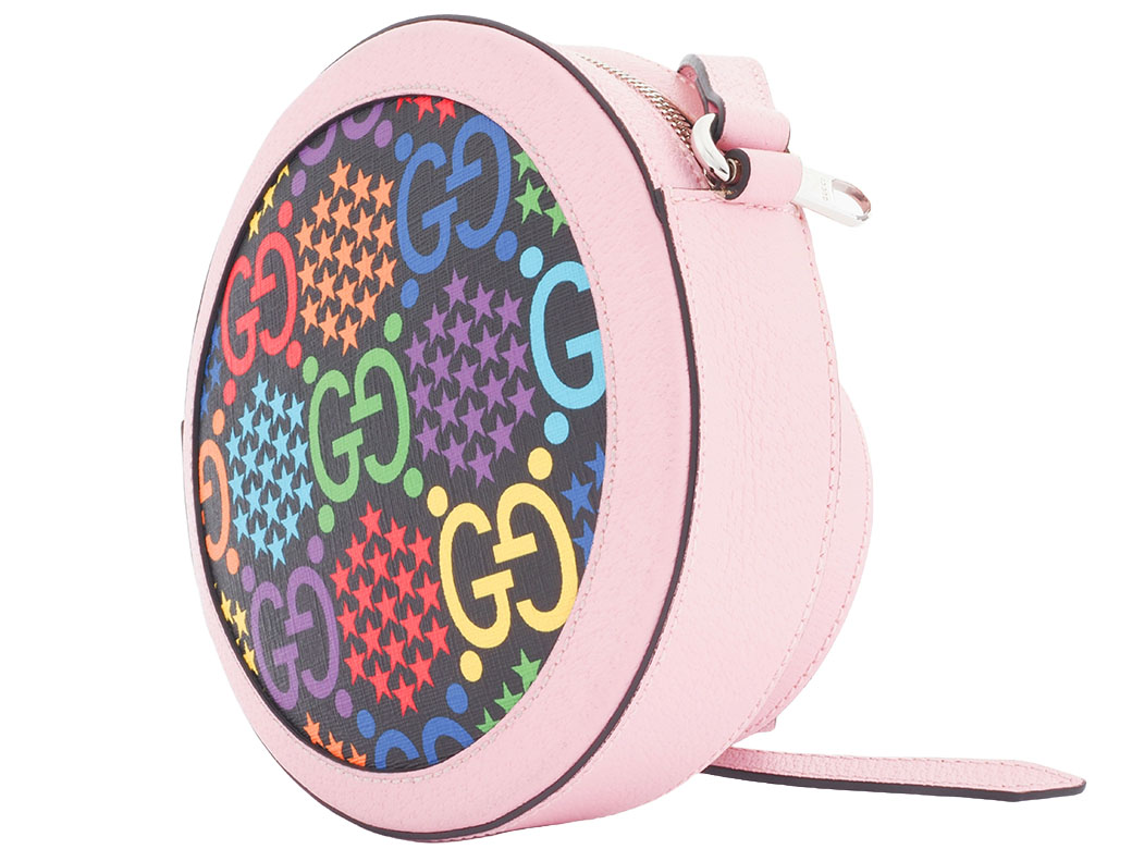 【GUCCI】ピンク GGサイケデリック ラウンド ショルダーバッグ グッチ GGサイケデリック サークル ショルダーバッグ ピンクx
