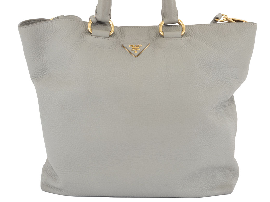 【Prada】ヴィッテロダイノ トートバッグ グレー BN1713・中古 プラダ ヴィッテロダイノ 2WAY ハンド トートバッグ BN1713