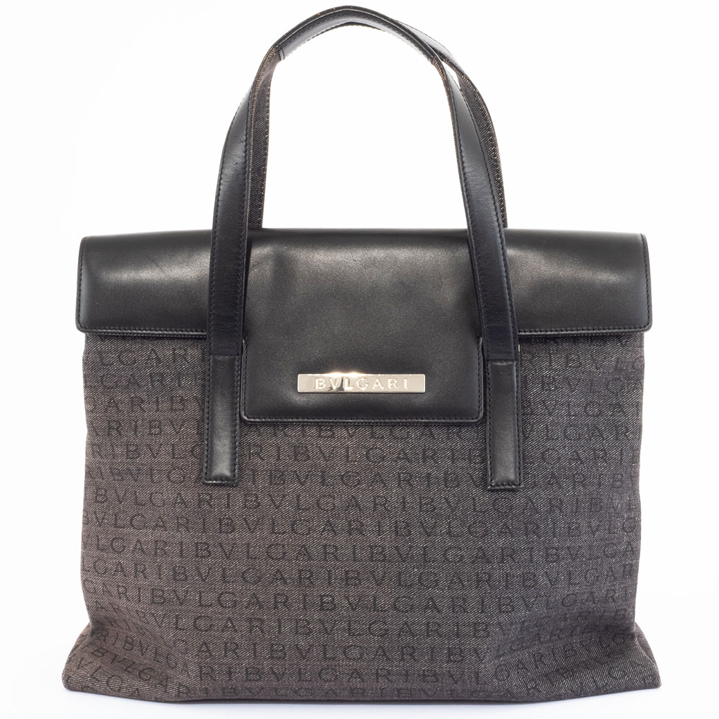 BVLGARI（ブルガリ） ロゴマニア ハンドバッグ キャンバスxレザー