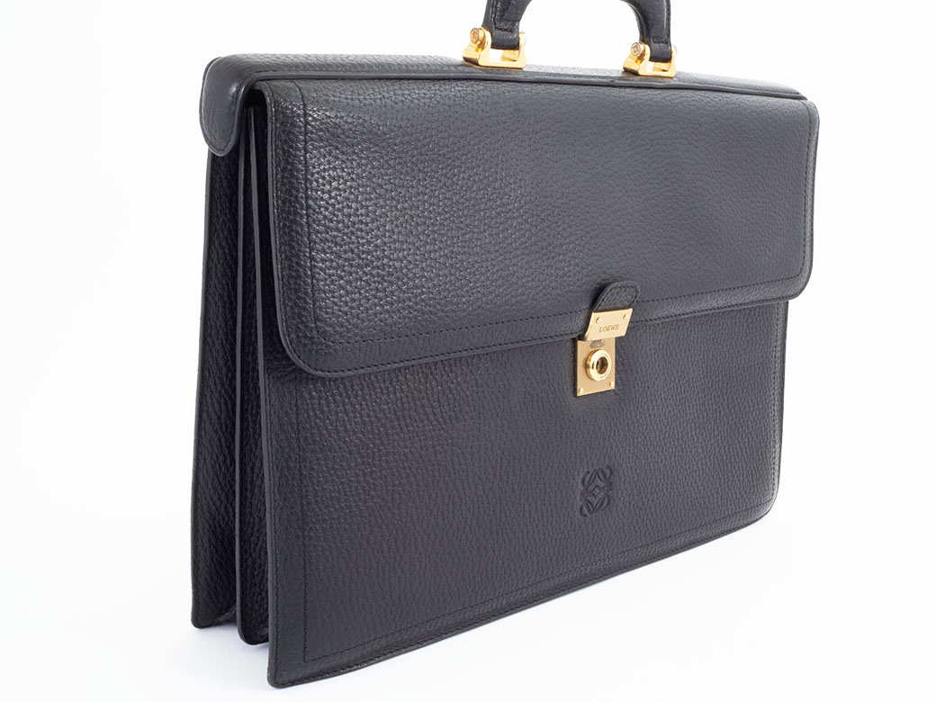 LOEWE ロエベ　アナグラム　ビジネスバッグ　ハンドバッグ　ブラック　レザー ロエベ アナグラム ビジネスバッグ ブリーフバッグ レザー ブラック