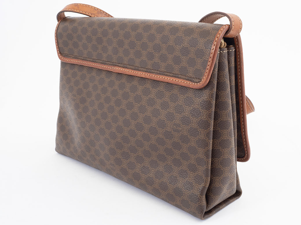 CELINE（セリーヌ） マカダム フラップ ショルダーバッグ PVCxレザー