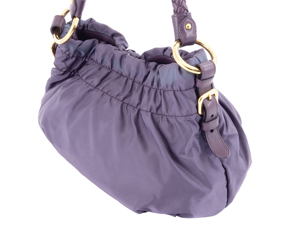 PRADA（プラダ） ギャザーリボン ハンドバッグ BR4237 パープル