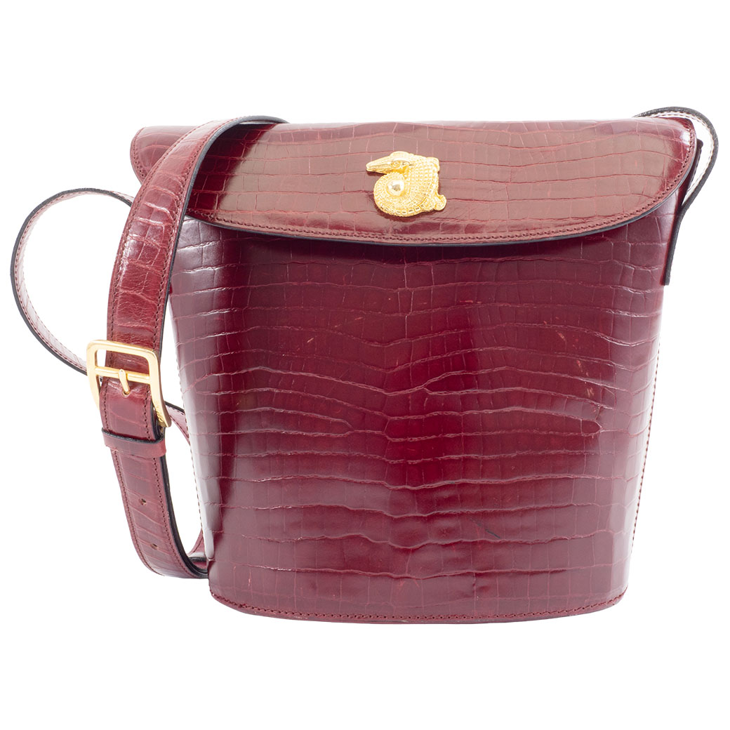 セリーヌクロコ型押しバッグ FAVOLOSO ダイヤモンド / CELINE セリーヌ ブラック クロコ型