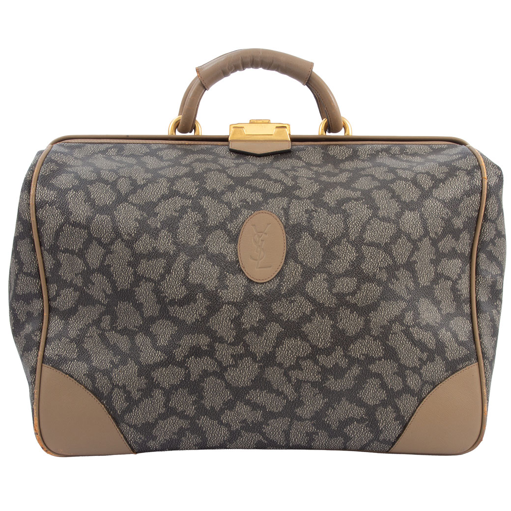 イヴサンローラン ヴィンテージ ドクターバッグ ハンドバッグ ブラウン メンズ PVC YVES SAINT LAURENT 中古