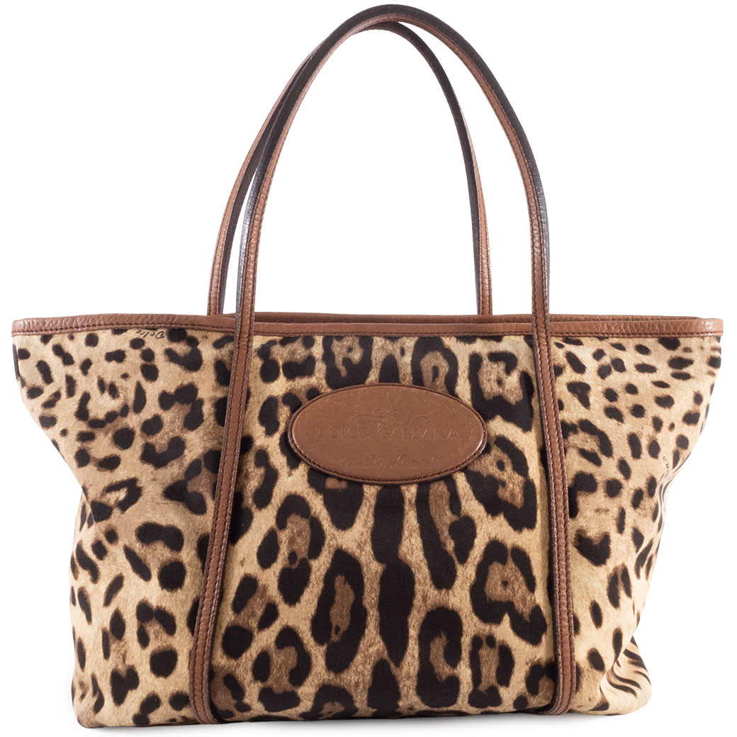 ドルチェ＆ガッバーナ レオパード トート バッグ キャンバスxレザー