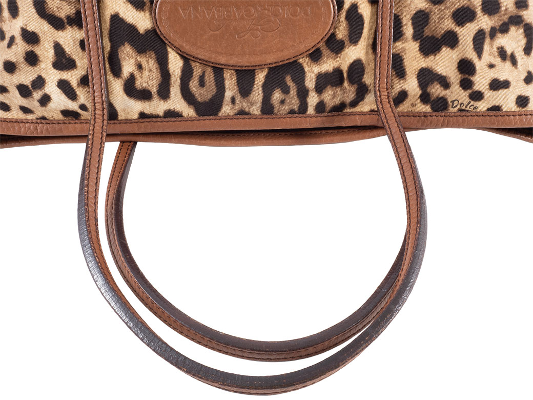 ドルチェ＆ガッバーナ レオパード トート バッグ キャンバスxレザー