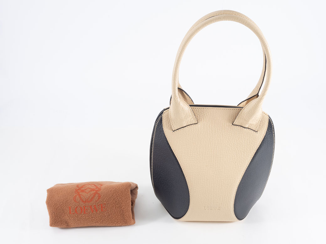 LOEWE（ロエベ） ヴィンテージ ハンドバッグ レザー クリームxブラック