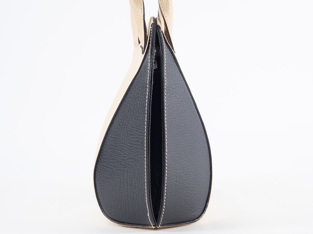 LOEWE（ロエベ） ヴィンテージ ハンドバッグ レザー クリームxブラック
