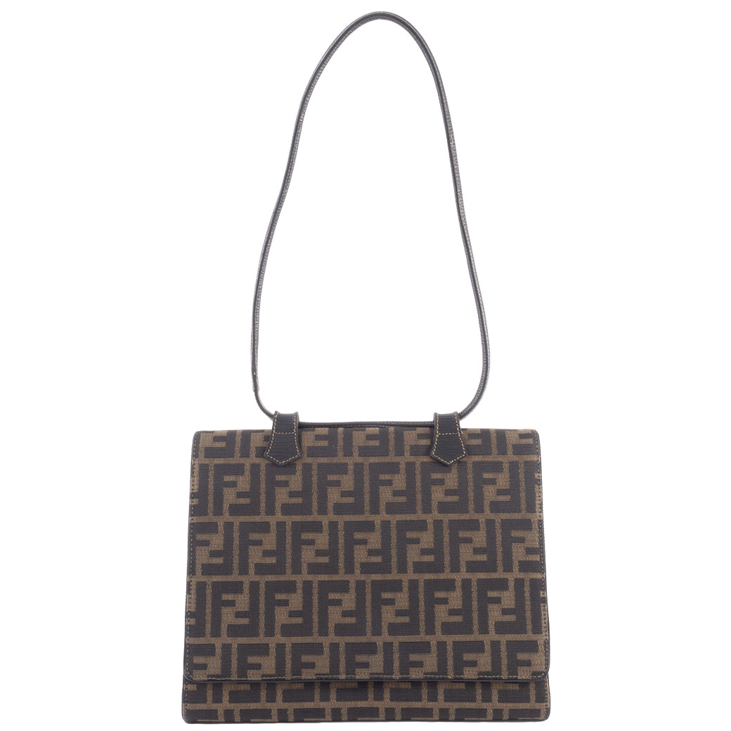 FENDI（フェンディ） ズッカ フラップ 2WAY ハンドバッグ キャンバスx