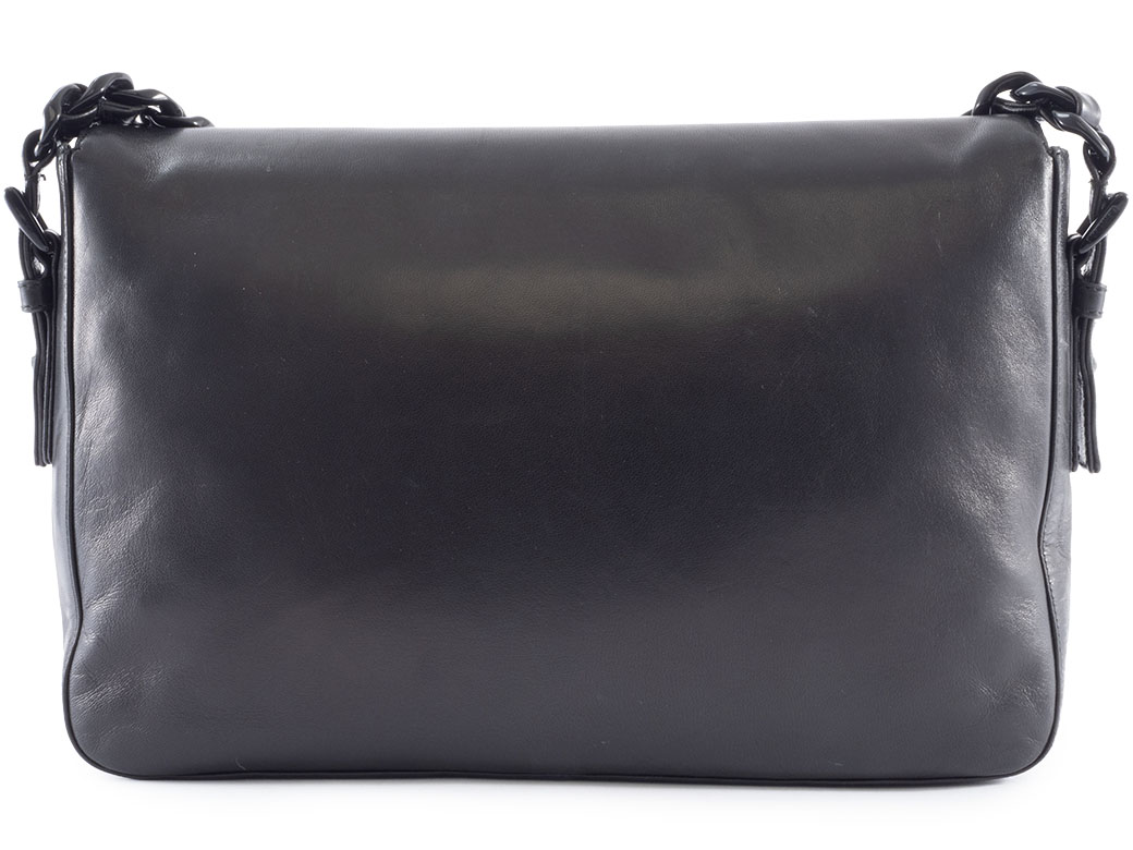 プラダ プラスチックチェーン ショルダーバッグ レザー ブラック