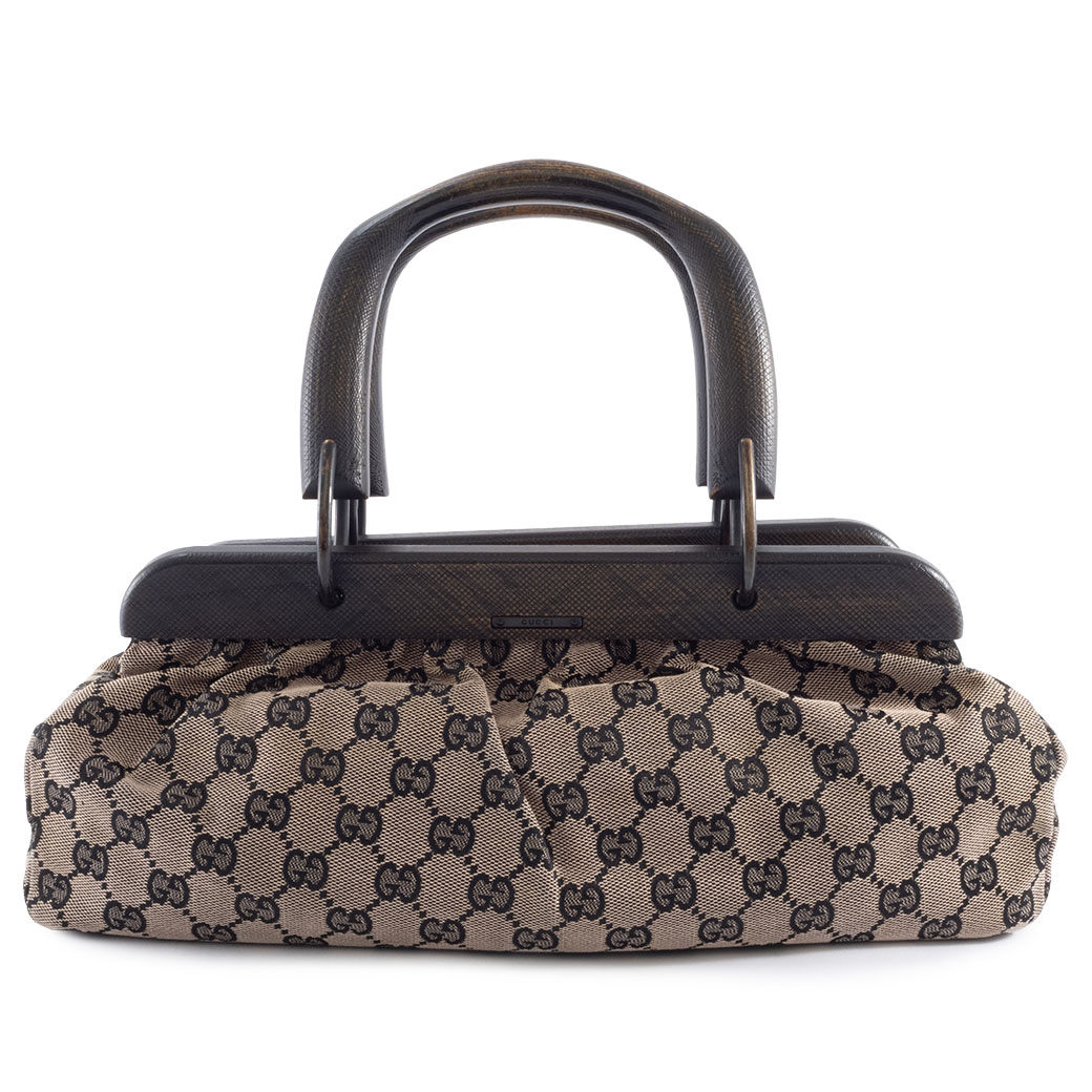 GG グッチ GUCCI バッグ 中古 トート レディース キャンバス ウッド