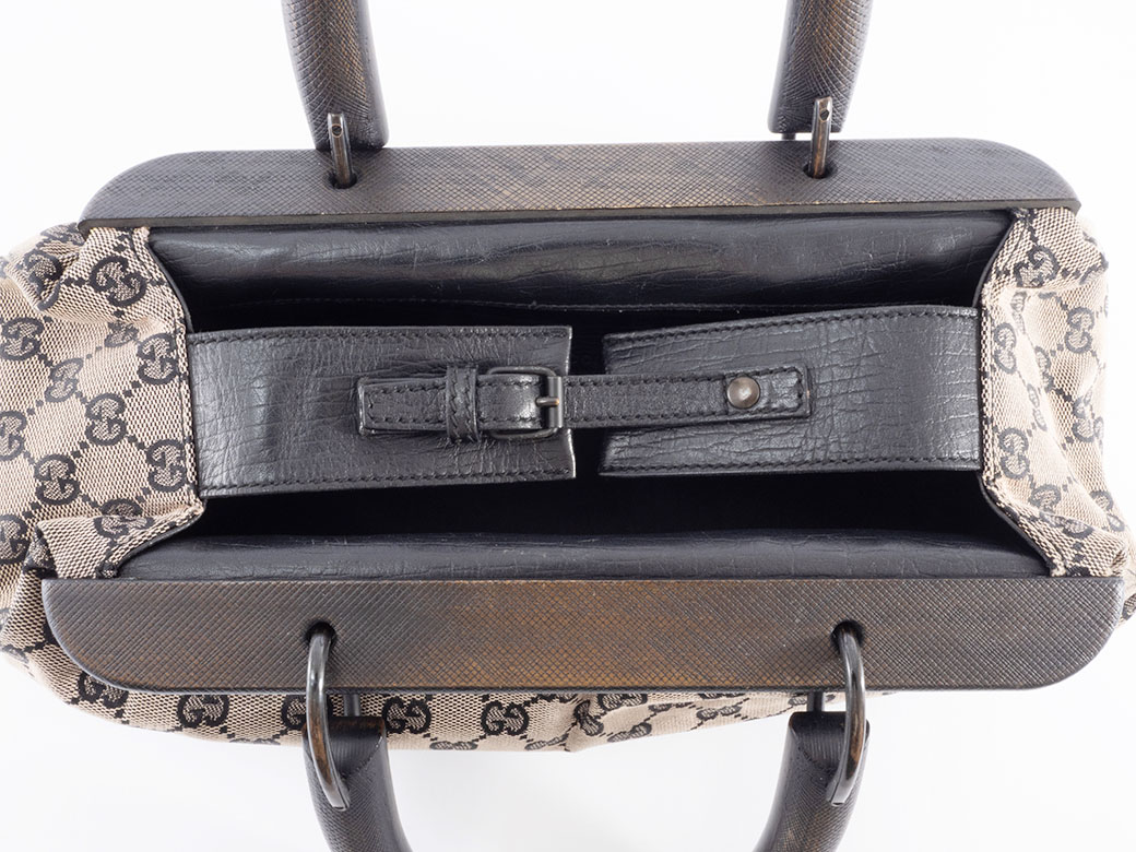 GG グッチ GUCCI バッグ 中古 トート レディース キャンバス ウッド