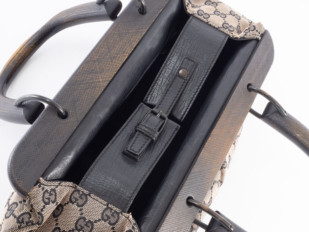 GG グッチ GUCCI バッグ 中古 トート レディース キャンバス ウッド