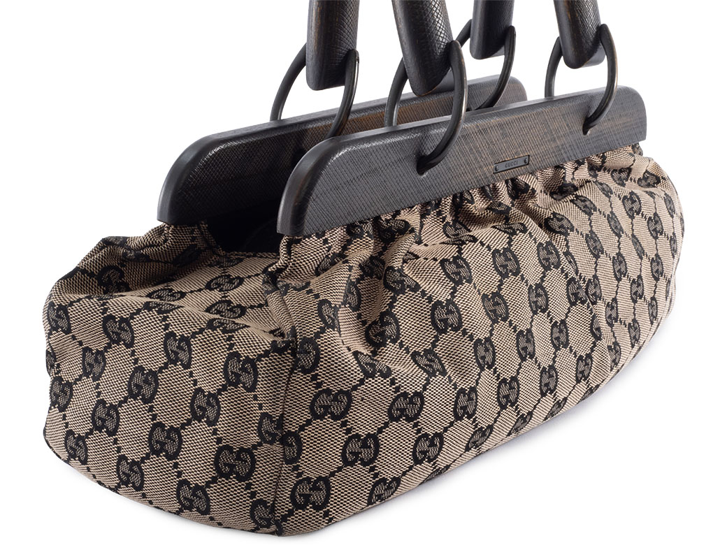 GG グッチ GUCCI バッグ 中古 トート レディース キャンバス ウッド