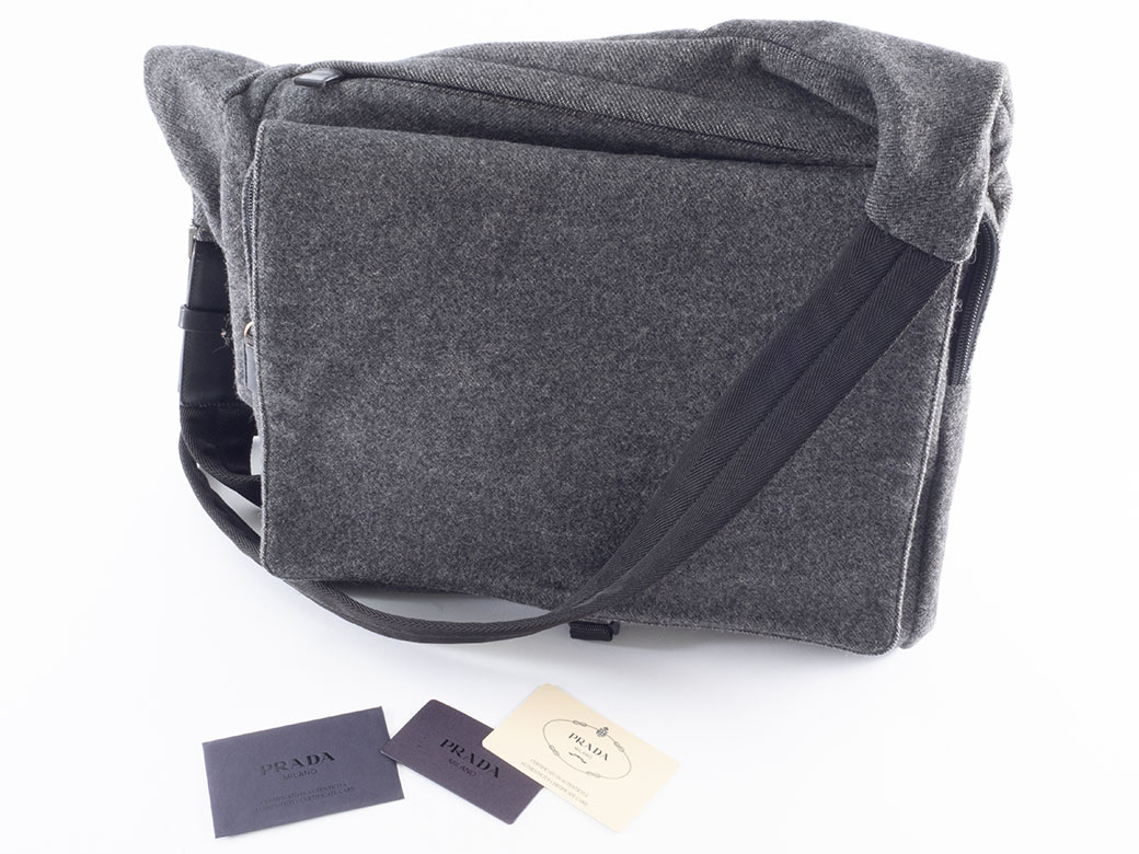 プラダ ウール メッセンジャー ショルダーバッグ V314 グレー