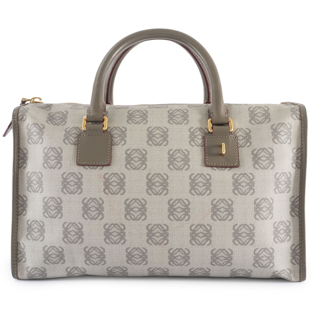 LOEWE（ロエベ） アナグラム ボストンバッグ PVCxレザー グレー