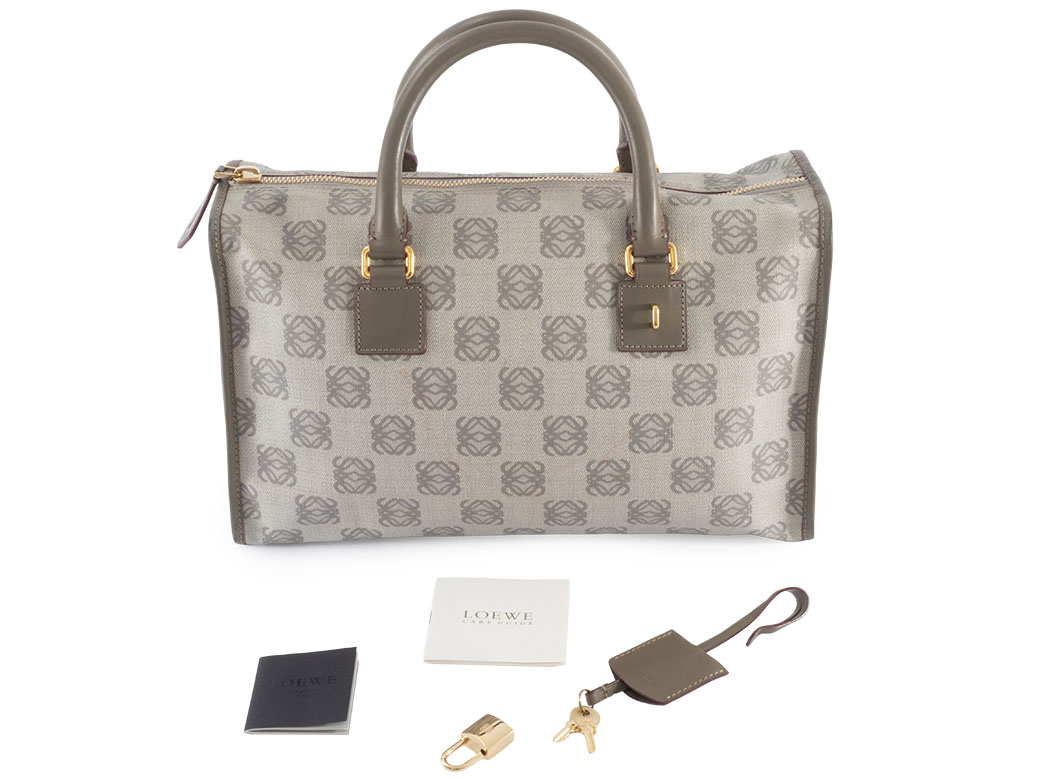 LOEWE（ロエベ） アナグラム ボストンバッグ PVCxレザー グレー