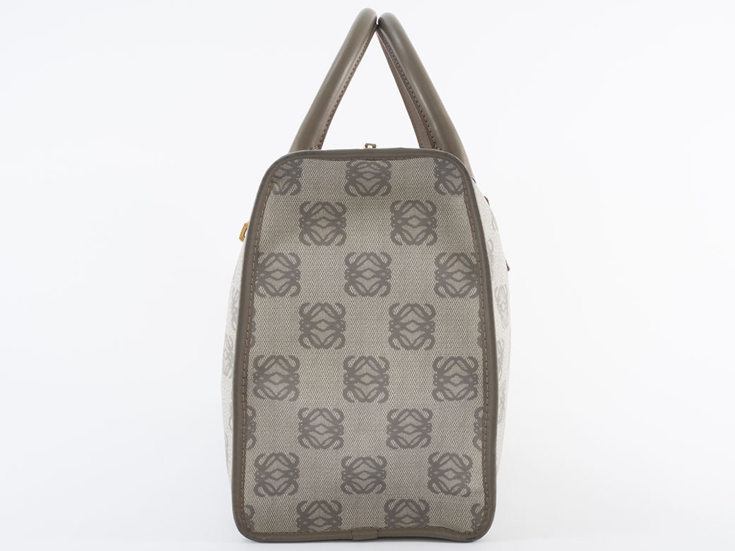 LOEWE（ロエベ） アナグラム ボストンバッグ PVCxレザー グレー