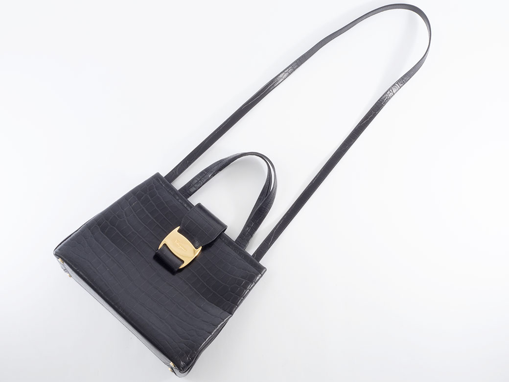 FERRAGAMO（フェラガモ） サルヴァトーレ クロコ型押し ヴァラ 2WAY