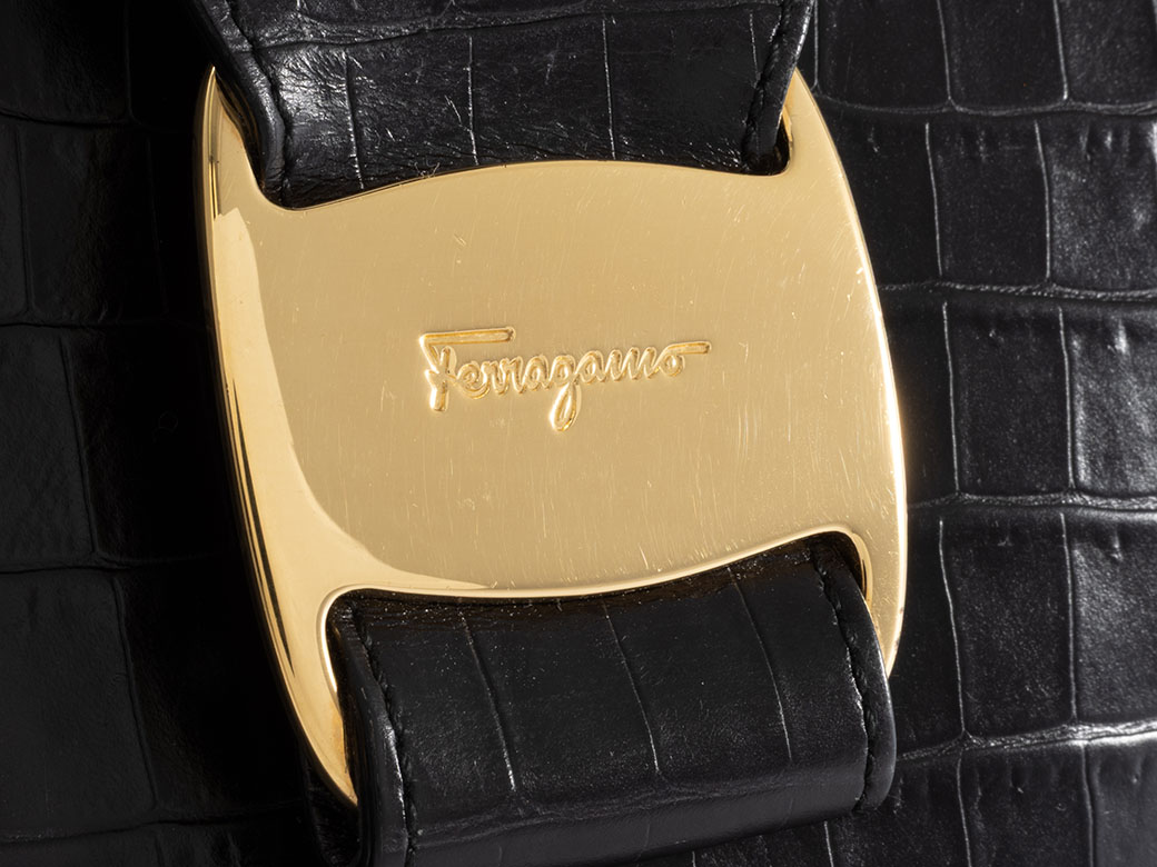 FERRAGAMO（フェラガモ） サルヴァトーレ クロコ型押し ヴァラ 2WAY