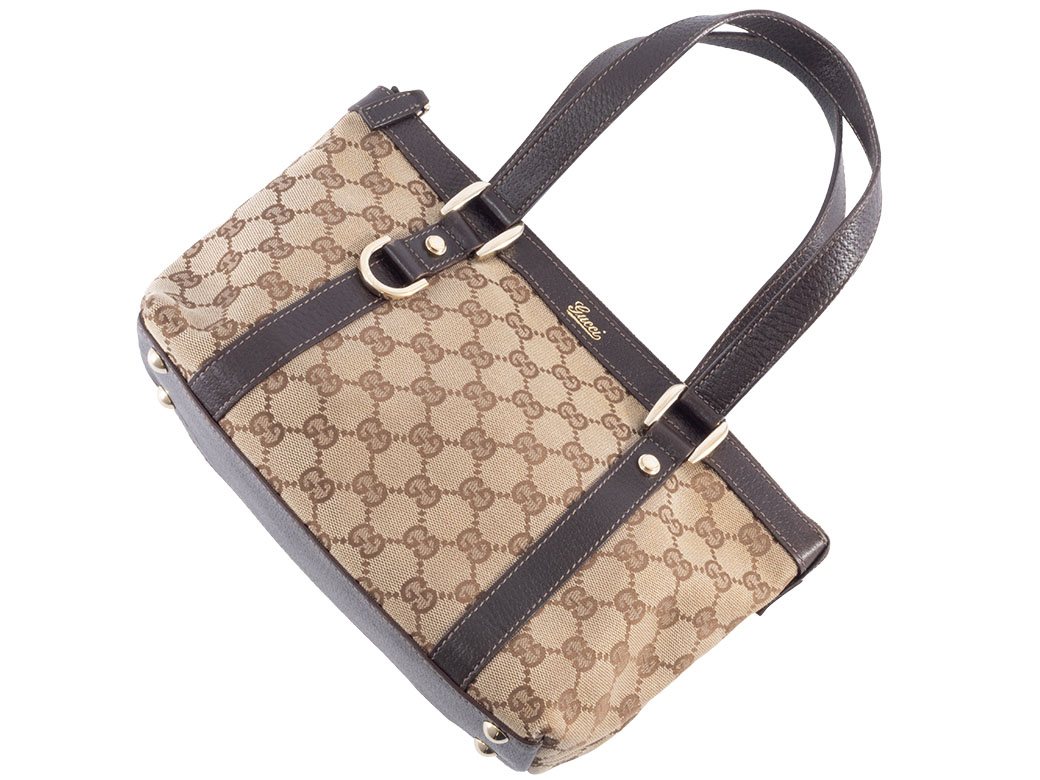 GG グッチ GGキャンバス トートバッグ 141471 レザー ベージュx