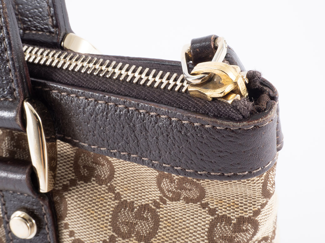 GG グッチ GGキャンバス トートバッグ 141471 レザー ベージュx